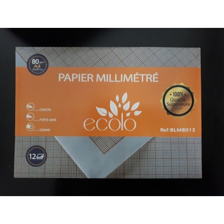 Pochette de 12 papiers millimetré Ecolo 80g