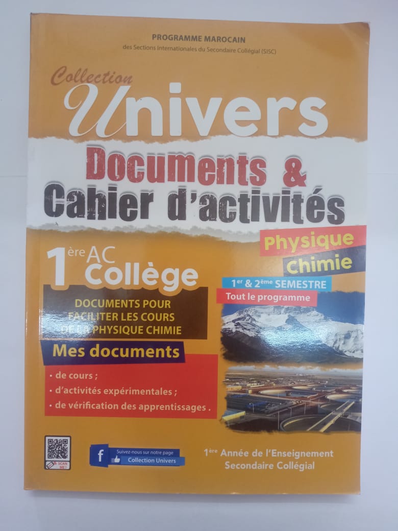 univers physique chimie documents et cahier d'activités 1AC