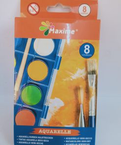 Boite de 8 Pastilles de Gouache MAXIME + 1 Pinceau offert
